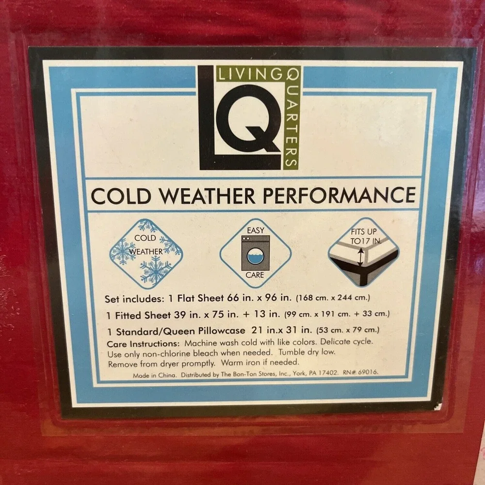 Living Quarters Cold‎ Weather Performance  Twin Sheet Set Microfiber Solid Red